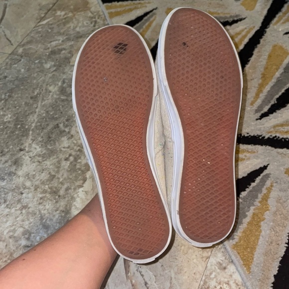 Tan Vans, with Multicolored Stitching - Picture 3 of 4
